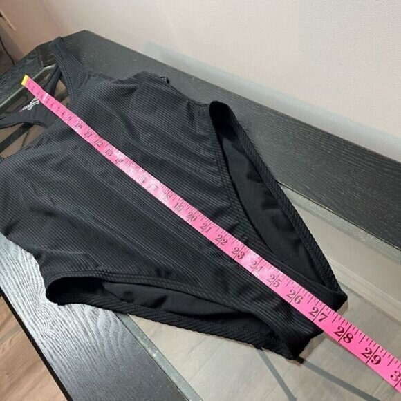 Calvin Klein X Fit Infinite Stretch One Piece Ribbed Black Swimsuit Lined Sporty - Picture 8 of 14